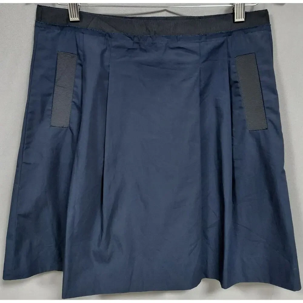 J.Crew Blue Pleated Pockets Drawstring A-Line Skirt See Measurements